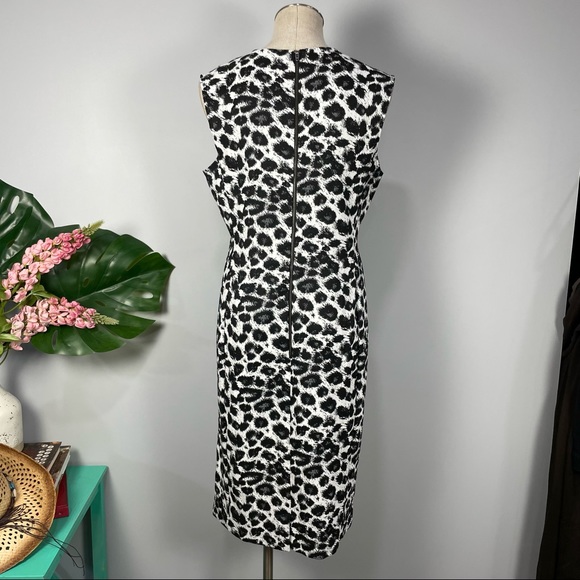 NATORI snow leopard print midi dress Sz 12 - Picture 12 of 15
